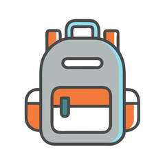 Grey backpack with orange and blue accents on a white background

