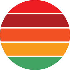 Stylized Retro Sunset Landscape with Bright Gradient Colors on White