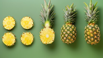 Fresh pineapple on a bright colorful background, tropical exotic fruit.