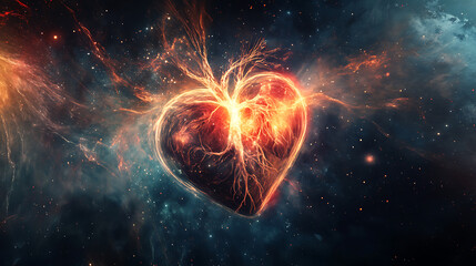 Obraz premium Cosmic Heart: A Celestial Symbol of Love and Energy