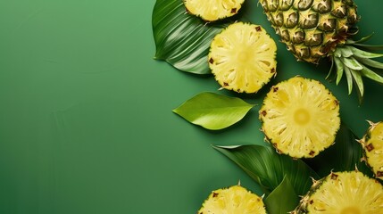 Fresh pineapple on a bright colorful background, tropical exotic fruit.