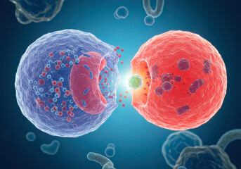 Lysosome-Autophagosome Fusion:  A 3D model illustrating the Nobel-winning mechanism of autophagy, highlighting cellular waste removal.