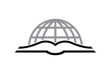 Global Knowledge Book and Globe Logo Vector