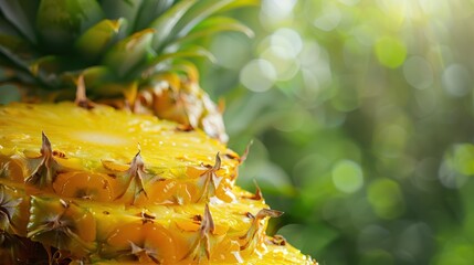 Fresh pineapple on a bright colorful background, tropical exotic fruit.