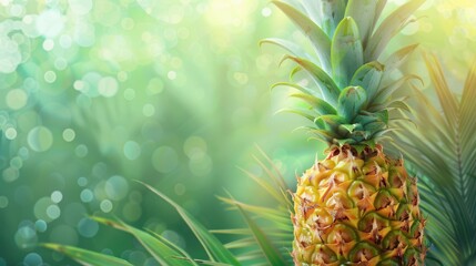 Fresh pineapple on a bright colorful background, tropical exotic fruit.