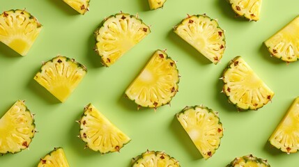 Fresh pineapple on a bright colorful background, tropical exotic fruit.