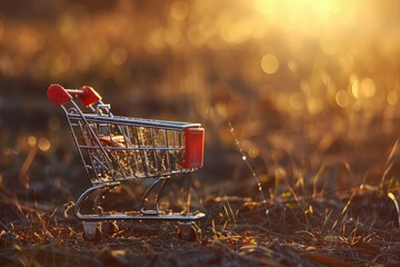 High Definition Visual of High Angle View of Shopping Cart on Field