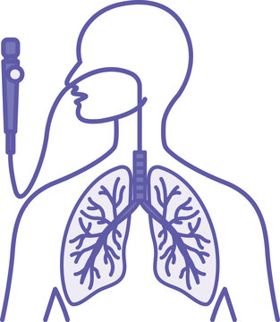 Colored Bronchoscopy Icon. Vector Illustration. Examination of the Airways with a Bronchoscope. Human, Lungs, Diagnostics. Lung Disease Concept