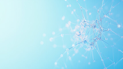 Abstract Network of Interconnected Nodes on a Gradient Blue Background