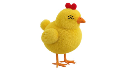 Isolated Yellow Chick With Heart Head Crest