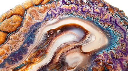 Vibrant Agate Slice with Layered Colors and Intricate Patterns
