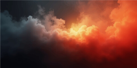 abstract burning sky with clouds of fire and vivid orange-red smoke