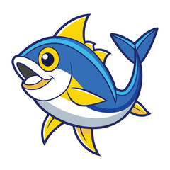 Happy Blue and Yellow Cartoon Tuna Fish