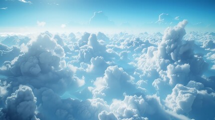 Peaceful Sky with White Soft Clouds Floating Under Bright Sunlight