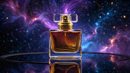 perfume bottle on black background