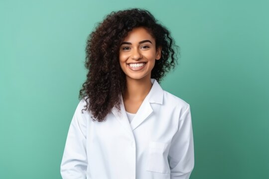 Young cute brazilian woman doctor cheerful smiling.