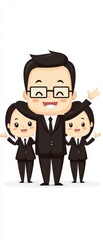 Fototapeta premium Happy Business Team Cartoon Characters Smiling in Formal Attire