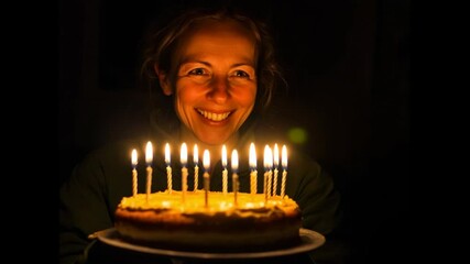 Celebrating a special moment with a birthday cake and candles
