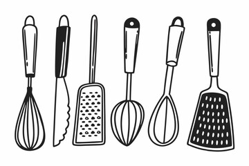 Flat Minimalist Cooking Utensils Icon Pack with Dog Illustration Element