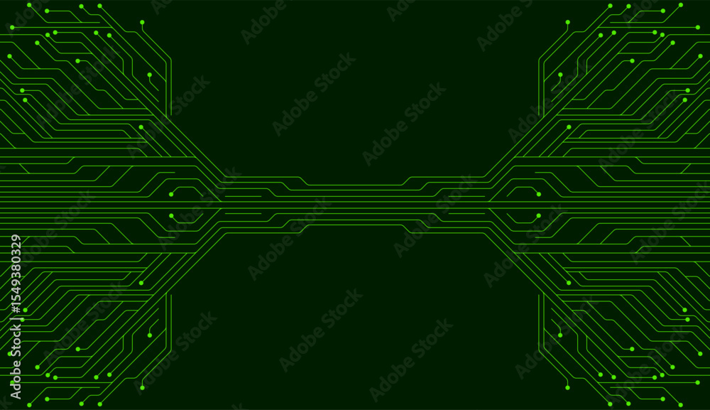 Aufkleber Bright green minimal abstract futuristic tech background with circuit board lines. Digital CPU chip vector design