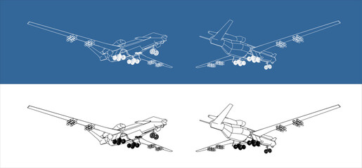 Isometric Military Drone with Missiles blueprint with isolated background