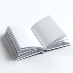 Book is open to a blank page. for-mochup-3D-isolated-background