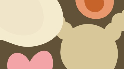 The distinctive background of the various shapes floating freely on the background color.
