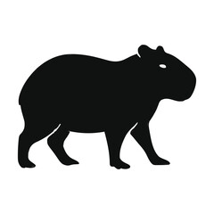 Fototapeta premium Capybara Silhouette: A sleek, minimalist silhouette of a capybara, captured in a striking black against a neutral background, embodying simplicity and elegance.