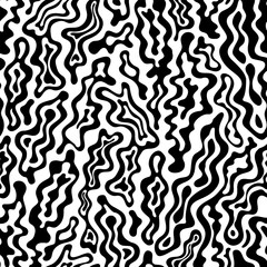 Abstract vector wavy seamless pattern. Trendy retro psychedelic background in 90s, 00s style. Texture in y2k aesthetic. Liquid distorted shapes