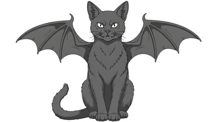 Isolated Cat with bat wings