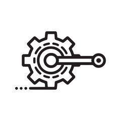 Black Gear Icon Connected to Circular Element wheel