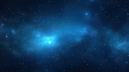 Obraz premium Dark blue starry sky background with bright nebula and many white, twinkling stars, for astronomical exploration.