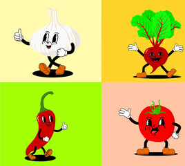 Funny Vegetables Cartoon Characters