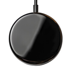 Fototapeta premium Sleek black wireless charger with minimalist design, perfect for modern tech enthusiasts. Ideal for home or office use