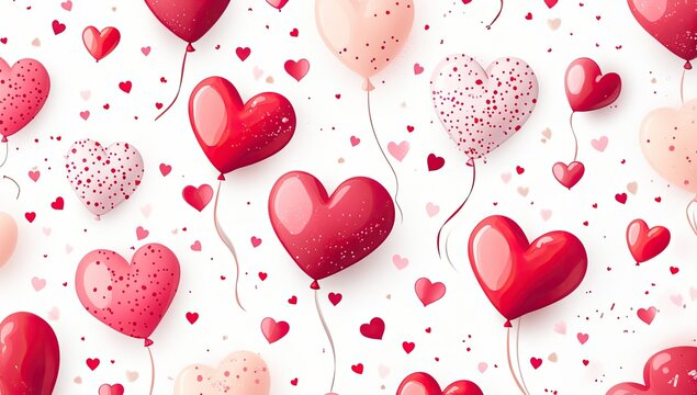 Heart-shaped balloons on a white background - Powered by Adobe