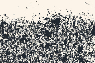 Abstract vector background with chaotic black ink strokes and splatters. Expressive, hand-drawn grunge texture.