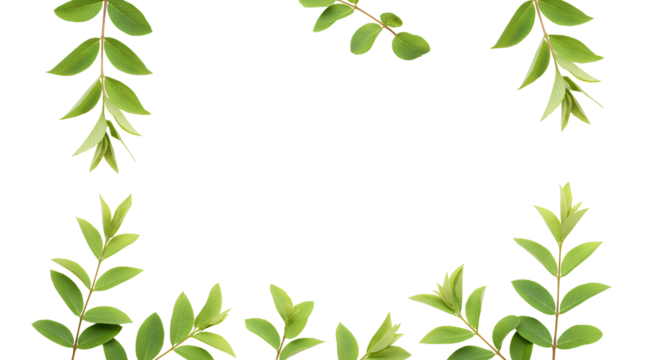 Natural green leaves frame PNG for eco friendly designs, botanical visuals, and nature-inspired layouts. en foliage frame PNG with leafy border perfect for organic product design
