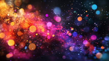 Vibrant Bokeh Lights in a Cosmic Cloud