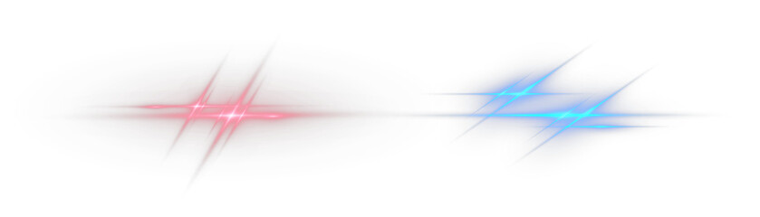 Blue and red horizontal light effect glowing fast illustration with glare, shine, spark, futuristic motion, police flash and colorful glowing lines on transparent vector background png
