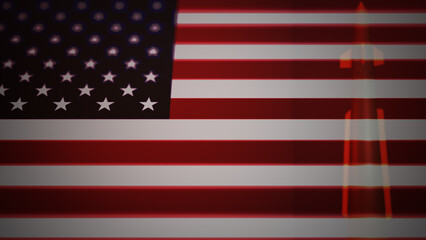 A 3D Nuclear Warhead with Overlaid United States Flag  No AI was used in the making of this content. Content rendered in Blender and After Effects. © Joey