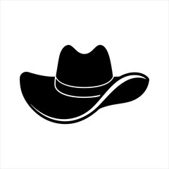 Vector Silhouette of Classic Cowboy Hat Icon.