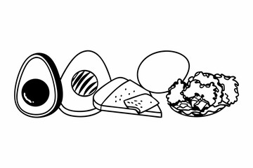 Keto and Low Carb Food Set with Clean Outlines for Healthy Eating