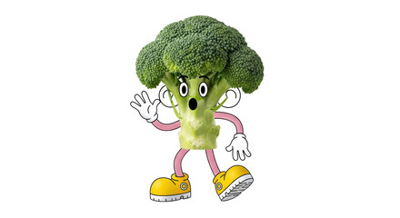 Isolated Cartoon Broccoli Character