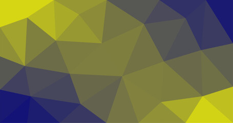 Illustration of yellow and Blue abstract low polygonal triangle stylize background
