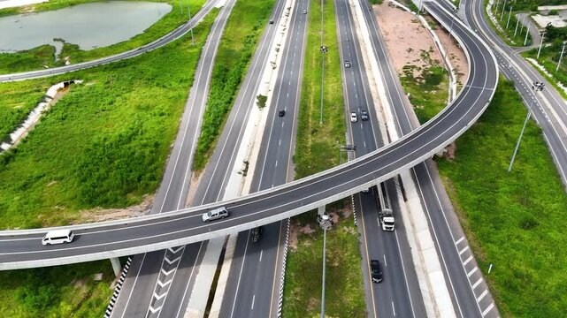 Aerial view bridge intersection between the highway numbers 290 and 304 Nakhon Ratchasima