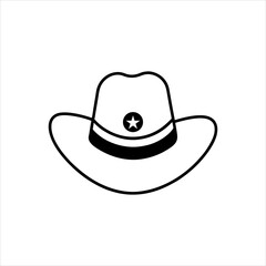 Vector Silhouette of Classic Cowboy Hat Icon.