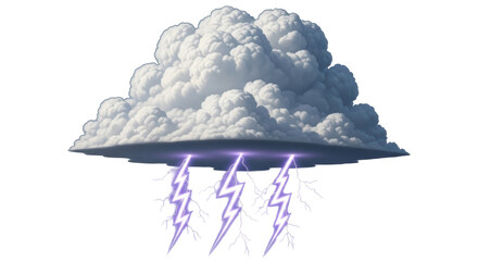 Isolated Storm Cloud with Lightning