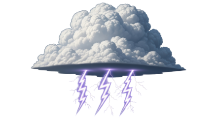 Isolated Storm Cloud with Lightning
