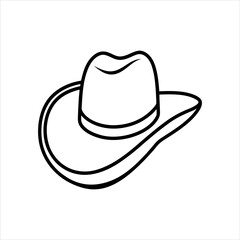 Cowboy Hat Icon Vector – Black and White Silhouette Style.