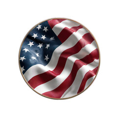 American Flag Coaster PNG,"Isolated coaster with American flag design, transparent background, photorealistic, 4k